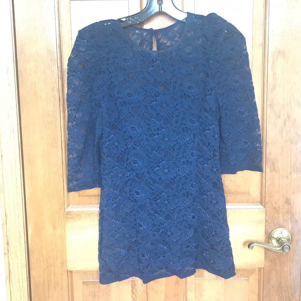 MissMe Navy Lace Top